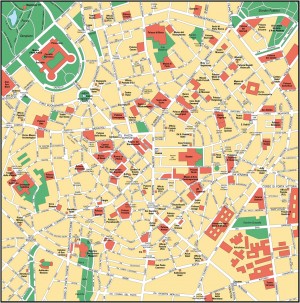 Harta centrului Milano